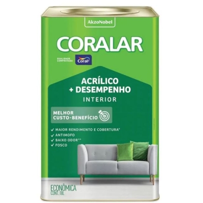 Tinta Econômica Acrílica Fosco + Desempenho Pedra Preciosa 18L Coralar